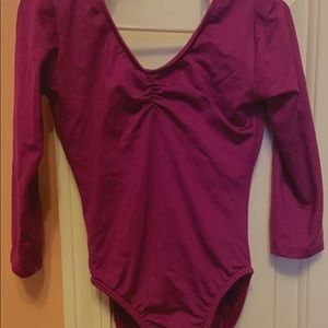 Purple colored dance leotard.